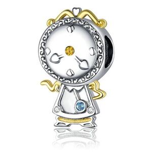 NWOT Beauty and the Beast Magic Clock Charm Sterling Silver 925
